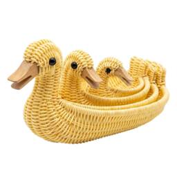 VOGREX 3Pcs Rattan Animal Storage Baskets Duck Sizes in Yellow