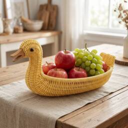 VOGREX 3Pcs Rattan Animal Storage Baskets Duck Sizes in Yellow - thumbnail 4