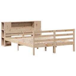 Berkfield Home Bookcase Bed without Mattress 135x190 cm Double Solid Wood Pine in Natural - thumbnail 3