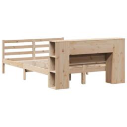 Berkfield Home Bookcase Bed without Mattress 135x190 cm Double Solid Wood Pine in Natural - thumbnail 6