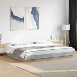 Berkfield Home Bed Frame without Mattress Concrete Grey 180x200 cm Super King - thumbnail 2