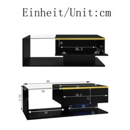 Matteo Modern High-Gloss Black Coffee Table - LED & Storage - thumbnail 6