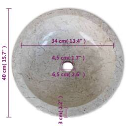 Berkfield Home Basin Marble 40 cm Cream - thumbnail 6