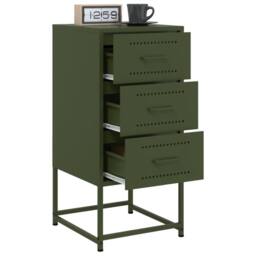 Berkfield Home Durable Bedside Cabinets 2 pcs Olive Green 36x39x78 cm Steel - Size: 36 x 39 x 78 cm - thumbnail 4