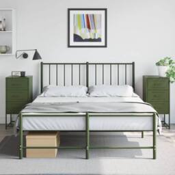 Berkfield Home Durable Bedside Cabinets 2 pcs Olive Green 36x39x78 cm Steel - Size: 36 x 39 x 78 cm - thumbnail 2