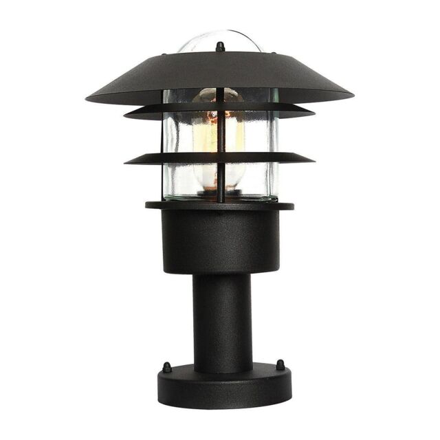 Netlighting Helsingor 1 Light Outdoor Coastal Pedestal Lantern Black IP44 E27 - image 1