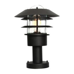 Netlighting Helsingor 1 Light Outdoor Coastal Pedestal Lantern Black IP44 E27 - thumbnail 1