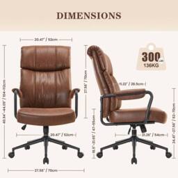 KORVIXA Mid Century Office Chair Ergonomic in Brown - Size: 100 cm - thumbnail 2