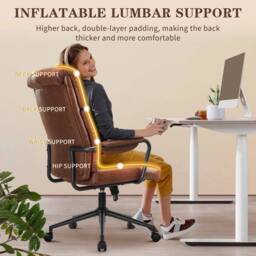 KORVIXA Mid Century Office Chair Ergonomic in Brown - Size: 100 cm - thumbnail 3
