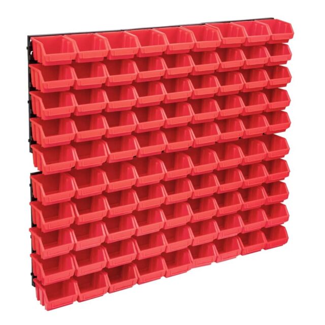 Berkfield Home 96 Piece Storage Bin Kit with Wall Panels Red & Black - image 1