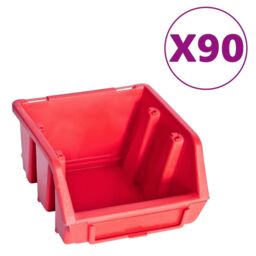 Berkfield Home 96 Piece Storage Bin Kit with Wall Panels Red & Black - thumbnail 2