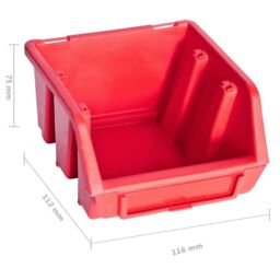 Berkfield Home 96 Piece Storage Bin Kit with Wall Panels Red & Black - thumbnail 5