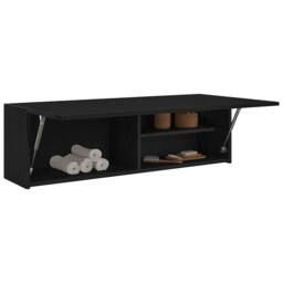 Berkfield Home Decorative Bathroom Wall Cabinet Black 100x25x30 cm Engineered Wood - Size: 100 x 25 x 30 cm - thumbnail 4