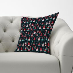 Warren Reed - Designer Hand Drawn Cheerful Santa Hats Cushions in Red - Size: 60 cm x 60 cm - thumbnail 2