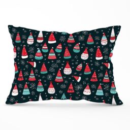 Warren Reed - Designer Hand Drawn Cheerful Santa Hats Cushions in Red - Size: 60 cm x 60 cm - thumbnail 1