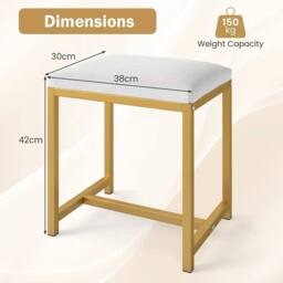 Kelvenix Vanity Stool Small Makeup Chair in Gold - Size: 0.6m2 - thumbnail 2