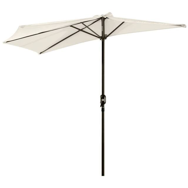 SPETLEK 3(m) Half Round Parasol Garden Sun Umbrella Metal in Cream - Size: 0.6m2 - image 1