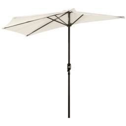 SPETLEK 3(m) Half Round Parasol Garden Sun Umbrella Metal in Cream - Size: 0.6m2