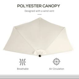 SPETLEK 3(m) Half Round Parasol Garden Sun Umbrella Metal in Cream - Size: 0.6m2 - thumbnail 5