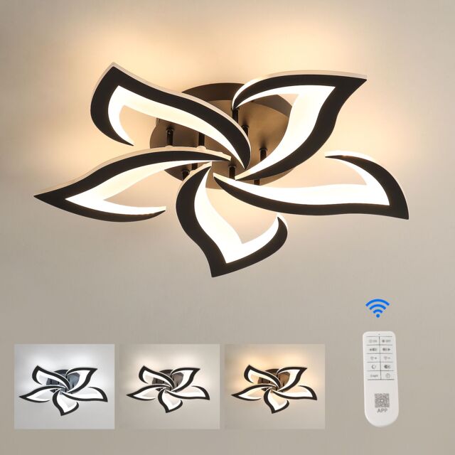 Pheashine Modern Dimmable Acrylic Ceiling Light, 40W, 58cm, Living Room, Bedroom in Black - image 1
