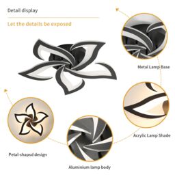 Pheashine Modern Dimmable Acrylic Ceiling Light, 40W, 58cm, Living Room, Bedroom in Black - thumbnail 3