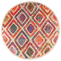 Berkfield Home Rug Washable Multicolour Ã˜ 120 cm Anti Slip - Size: 100 cm diameter - thumbnail 3