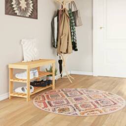 Berkfield Home Rug Washable Multicolour Ã˜ 120 cm Anti Slip - Size: 100 cm diameter - thumbnail 2