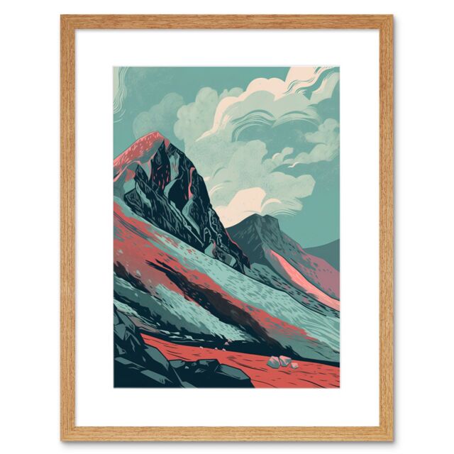 "Artery8 Wall Art Print Scottish Highlands Mountain Landscape Artwork Framed 9X7 Inch in Beige - Size: W7"" x H9""" - image 1