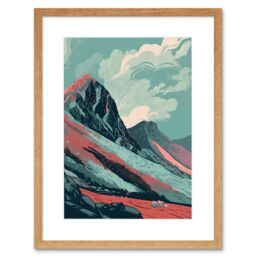"Artery8 Wall Art Print Scottish Highlands Mountain Landscape Artwork Framed 9X7 Inch in Beige - Size: W7"" x H9""" - thumbnail 1