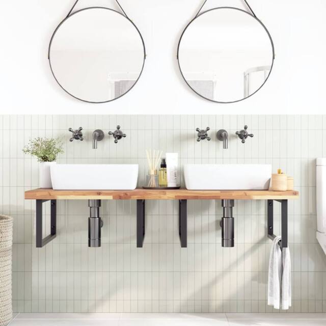 Berkfield Home Bathroom Vanity Top Untreated 120x60x4 cm Solid Wood Acacia in Brown - Size: 120 x 60 x 4 cm - image 1