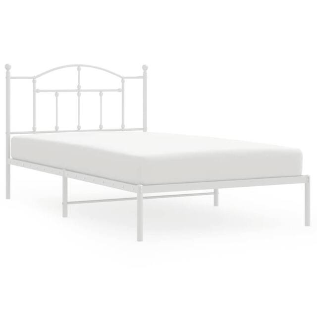 Berkfield Home Metal Bed Frame with Headboard White 107x203 cm - image 1
