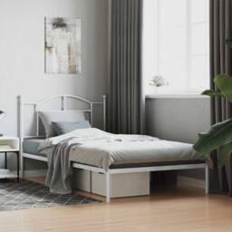 Berkfield Home Metal Bed Frame with Headboard White 107x203 cm - thumbnail 2