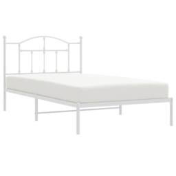 Berkfield Home Metal Bed Frame with Headboard White 107x203 cm - thumbnail 4