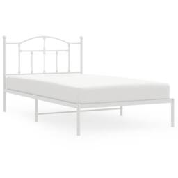 Berkfield Home Metal Bed Frame with Headboard White 107x203 cm - thumbnail 1
