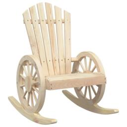 Berkfield Home Rocking Adirondack Chair Solid Wood Fir in Light Oak - thumbnail 3
