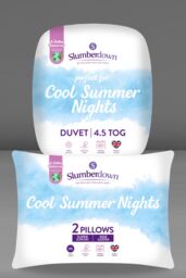 Slumberdown Cool Summer Nights 4.5 Tog Summer Duvet With 2 Firm Support Pillows in White - Size: Double - thumbnail 1