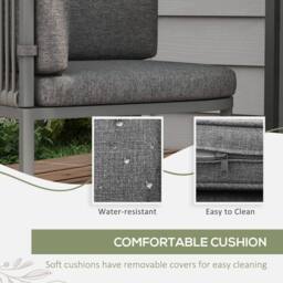 OUTSUNNY 5 PCs Rattan Dining Sets, Cube Garden Furniture with Space-saving Design, Grey - thumbnail 5