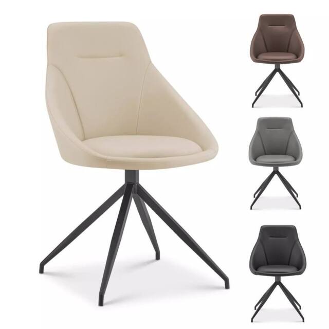 Havendro Cream Faux Leather Swivel Office Chair - No Wheels, 360° Rotation Cream - image 1