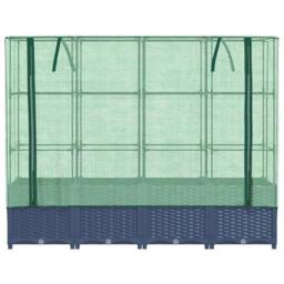Berkfield Home Raised Bed with Greenhouse Cover Rattan Look 160x40x138 cm in Dark Blue - Size: 160 x 40 x 138 cm - thumbnail 4