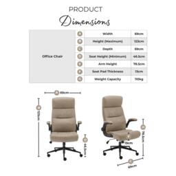 FurnitureboxUK Greer Brown Faux Leather Executive Swivel Office Chair - thumbnail 9