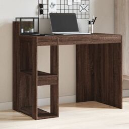Berkfield Home Office Desk Brown Oak 103.5x56.5x94 cm Engineered Wood - thumbnail 1