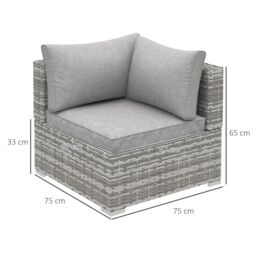 OUTSUNNY Outdoor Garden Furniture Rattan Single Middle Sofa w/ Cushions in Grey - thumbnail 3