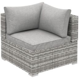 OUTSUNNY Outdoor Garden Furniture Rattan Single Middle Sofa w/ Cushions in Grey - thumbnail 2