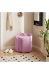 Living and Home Teddy Fleece Upholstered Vanity Stool in Purple - thumbnail 2