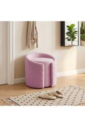 Living and Home Teddy Fleece Upholstered Vanity Stool in Purple - thumbnail 1