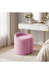 Living and Home Teddy Fleece Upholstered Vanity Stool in Purple - thumbnail 5