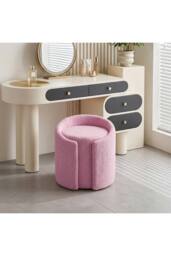 Living and Home Teddy Fleece Upholstered Vanity Stool in Purple - thumbnail 3