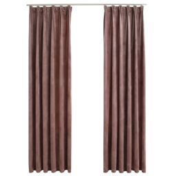 Berkfield Home Blackout Curtains 2pcs with Hooks Velvet Antique Pink 140x245cm - Size: 140x245 cm - thumbnail 2