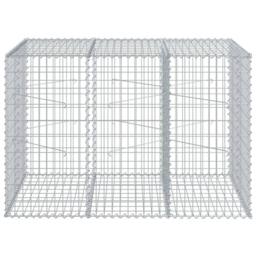 Berkfield Home Gabion Basket with Cover 150x100x100 cm Galvanised Iron in Silver - Size: 150 x 100 x 100 cm - thumbnail 3
