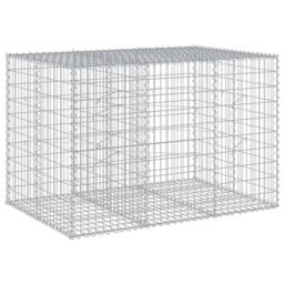Berkfield Home Gabion Basket with Cover 150x100x100 cm Galvanised Iron in Silver - Size: 150 x 100 x 100 cm - thumbnail 5